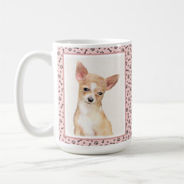 Chihuahua Painting - Cute Original Dog Art Coffee Mug (Left)