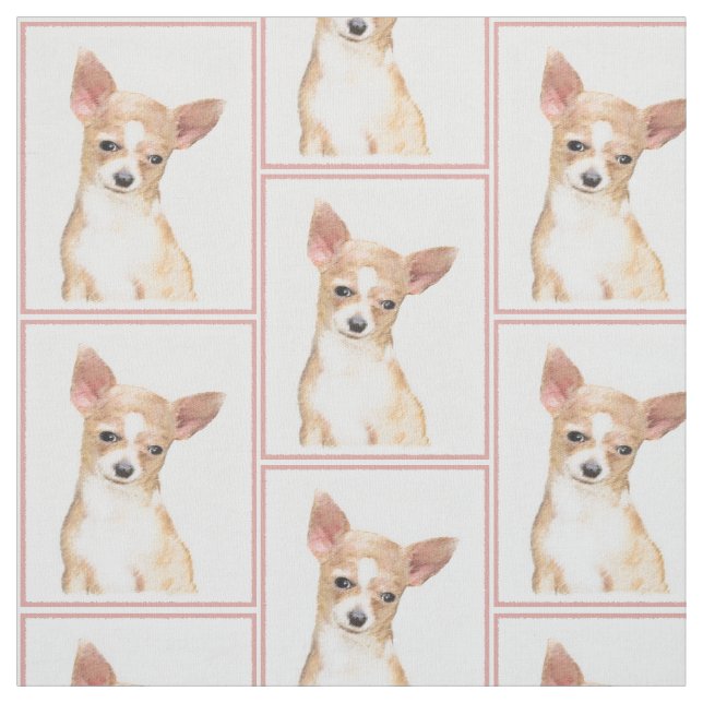 Chihuahua Painting - Cute Original Dog Art Fabric (Swatch)