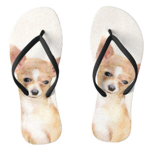 Chihuahua Painting - Cute Original Dog Art Flip Flops