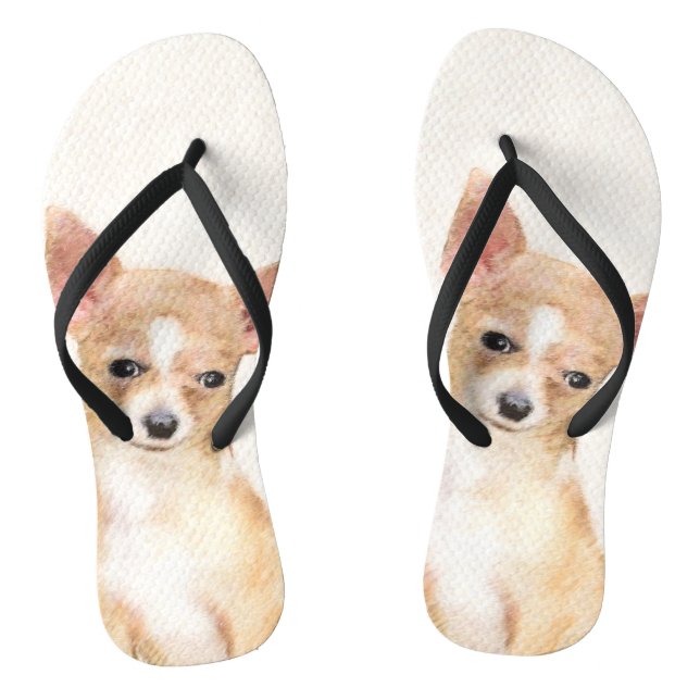 Chihuahua Painting - Cute Original Dog Art Flip Flops (Footbed)