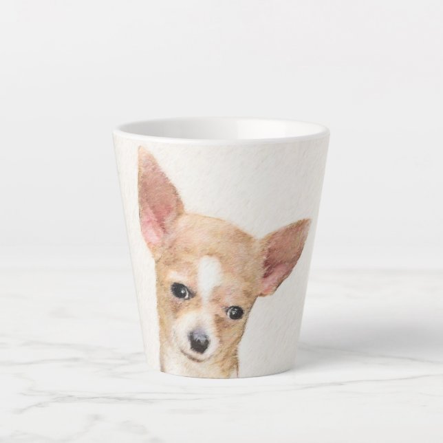 Chihuahua Painting - Cute Original Dog Art Latte Mug (Front)