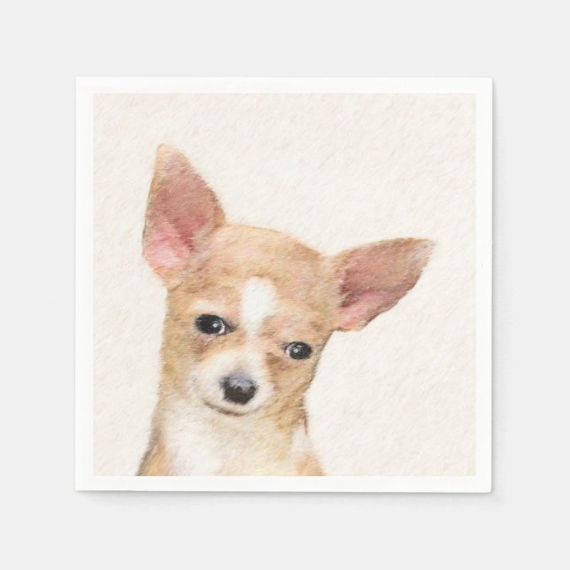 Chihuahua Painting - Cute Original Dog Art Napkin (Front)