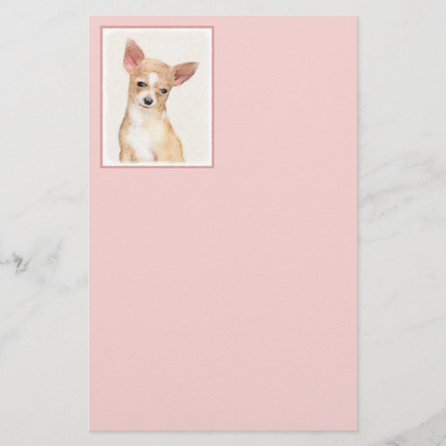 Chihuahua Painting - Cute Original Dog Art Stationery (Front)