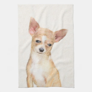 Chihuahua Painting - Cute Original Dog Art Tea Towel