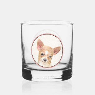 Chihuahua Painting - Cute Original Dog Art Whiskey Glass