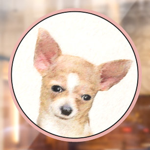 Chihuahua Painting - Cute Original Dog Art Window Cling