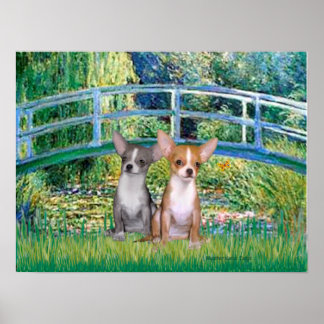 Chihuahua Pair - Lily Pond Bridge Poster