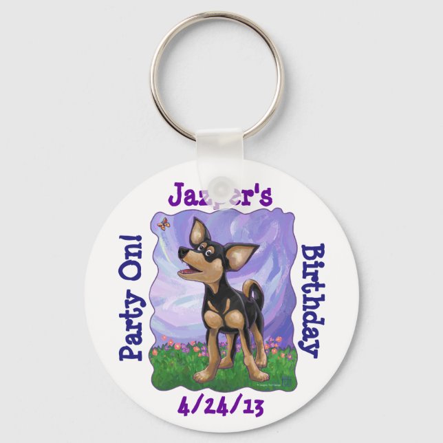 Chihuahua Party Centre Key Ring (Front)
