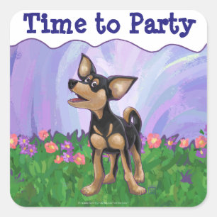 Chihuahua Party Centre Square Sticker