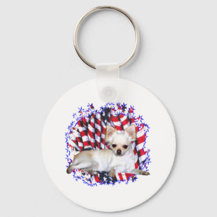 Chihuahua Patriot Key Ring