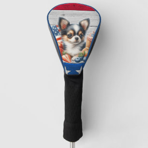 Chihuahua Patriotic Fruit USA Long Hair Chihuahua Golf Head Cover