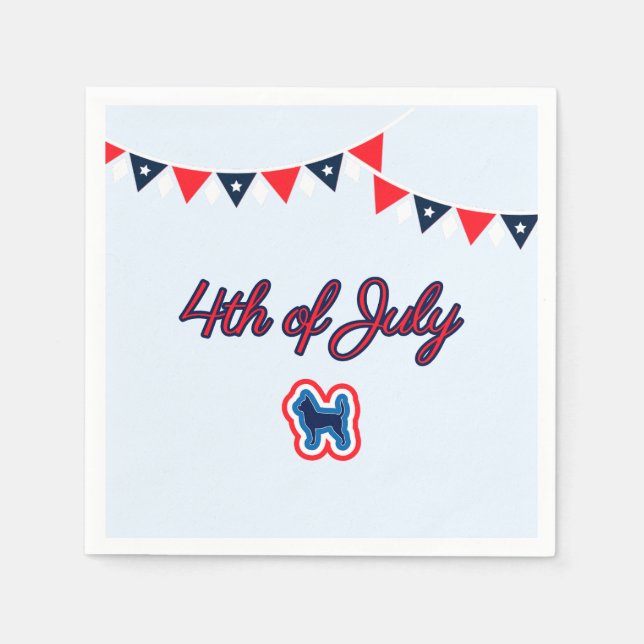 Chihuahua Patriotic Red White And Blue 4th Of July Napkin (Front)