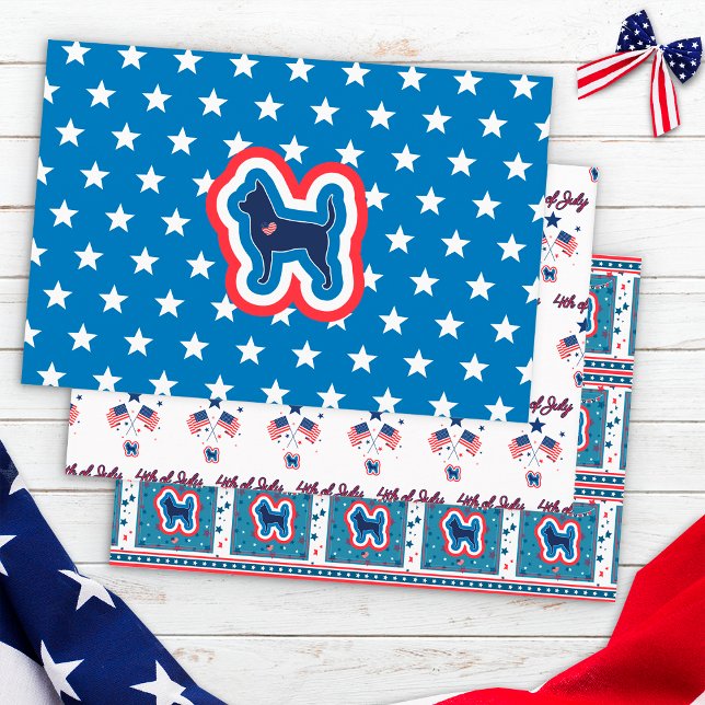Chihuahua Patriotic Red White And Blue 4th Of July Wrapping Paper Sheet (Creator Uploaded)