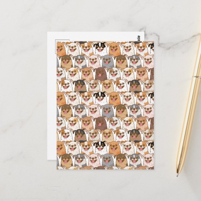 Chihuahua Pattern Postcard (Front/Back In Situ)