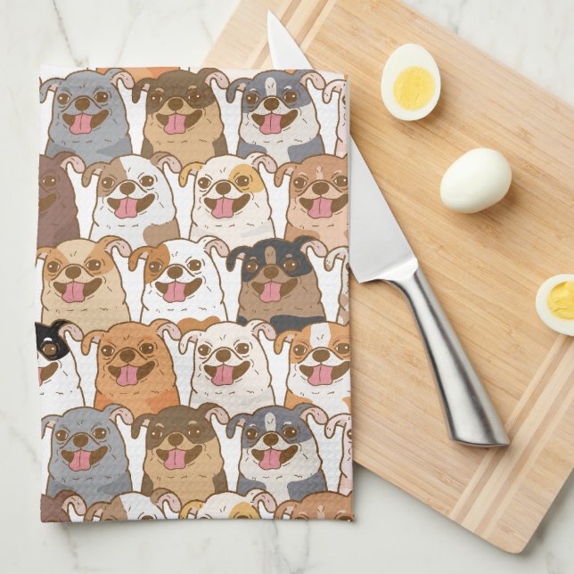 Chihuahua Pattern Tea Towel (Quarter Fold)