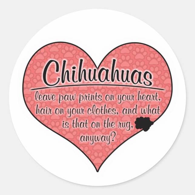 Chihuahua Paw Prints Dog Humour Classic Round Sticker (Front)