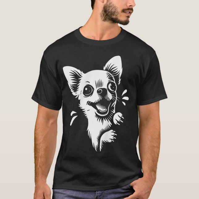 Chihuahua Peeking Dog T-Shirt (Front)