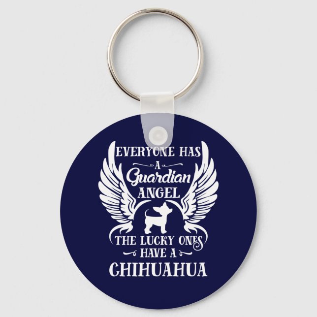 Chihuahua pet dog guardian angel key ring (Front)
