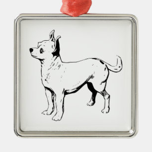 Chihuahua Pet Dog Metal Tree Decoration
