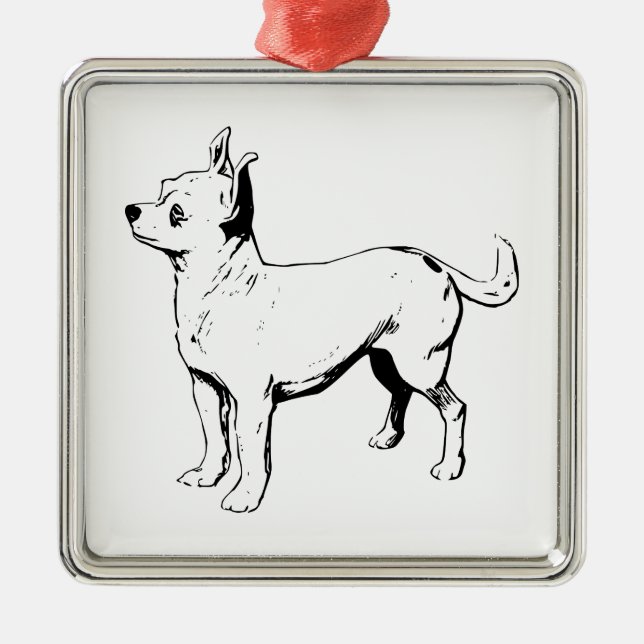 Chihuahua Pet Dog Metal Tree Decoration (Front)