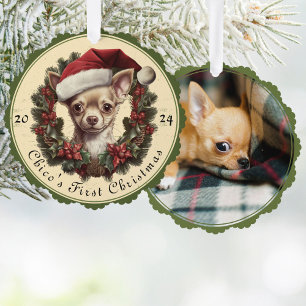 Chihuahua Photo Christmas Paper Ornament Card