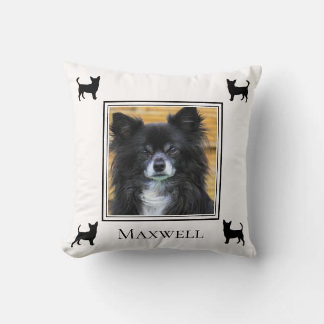 Chihuahua Photo With Silhouette Personalised Cushion (Front)