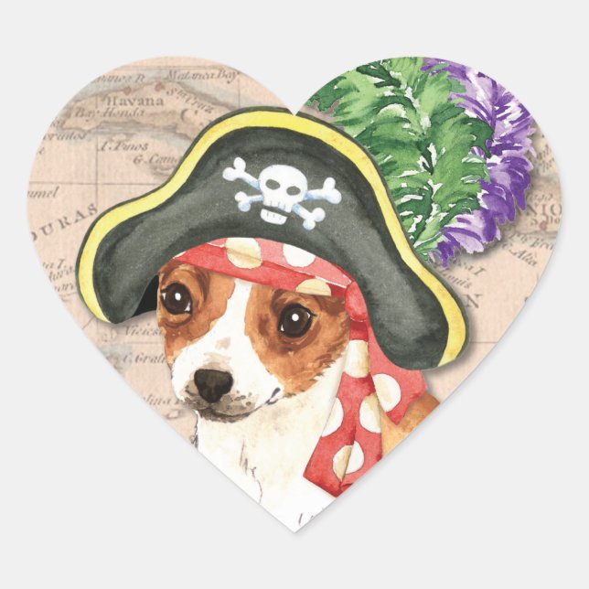 Chihuahua Pirate Heart Sticker (Front)