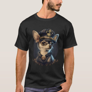 Chihuahua Police Officer Hat Funny Dog Detective T-Shirt