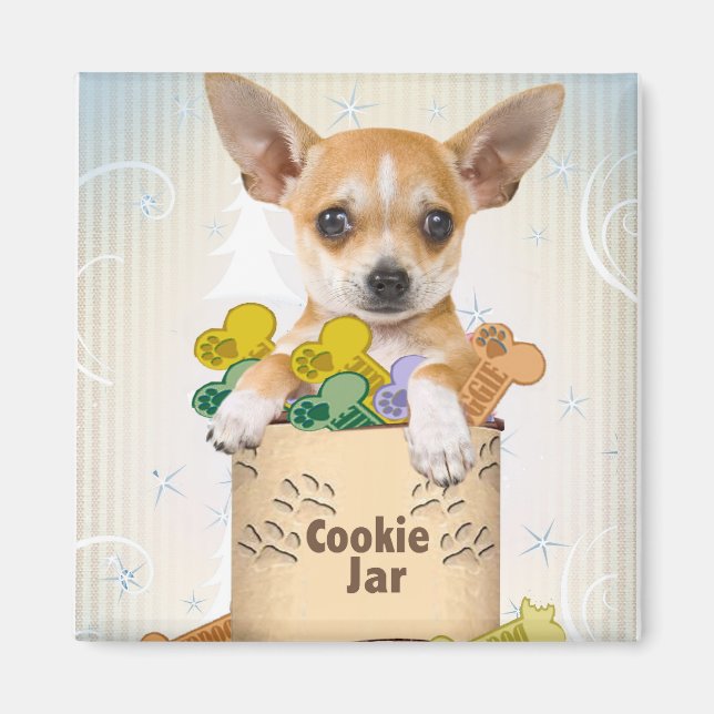 Chihuahua Posed with Cookie Jar Magnet (Front)