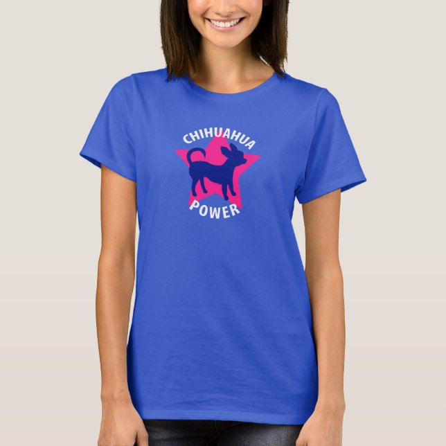 Chihuahua Power Cute Long Haired Chihuahua T-Shirt (Front)