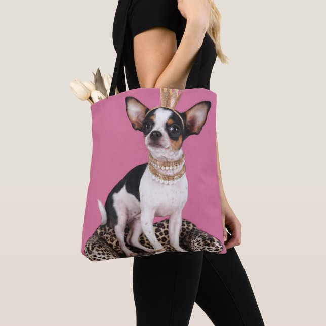 Chihuahua Princess Tote Bag (Close Up)
