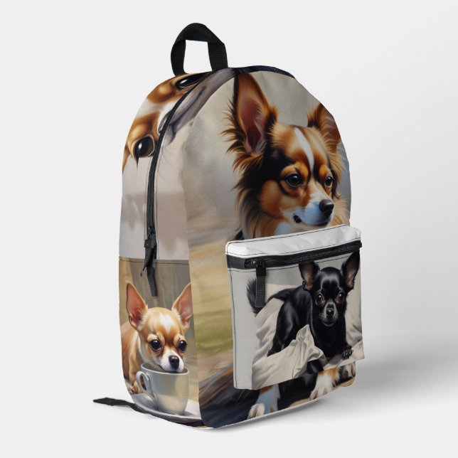 Chihuahua Printed Backpack (Back Corner Left)