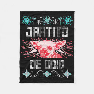 Chihuahua Puerto Rico Ugly Christmas Sweater Navid Fleece Blanket