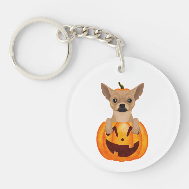 Chihuahua Pumpkin    Key Ring (Front)