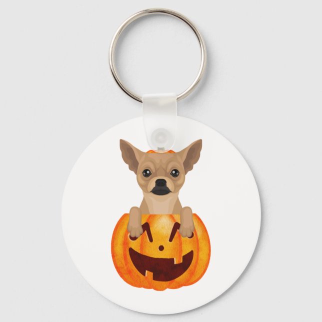 Chihuahua Pumpkin   Key Ring (Front)