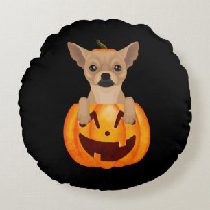Chihuahua Pumpkin Round Cushion