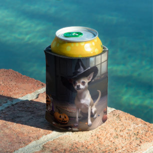 Chihuahua Pumpkins Halloween Scary Can Cooler