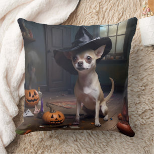 Chihuahua Pumpkins Halloween Scary Cushion