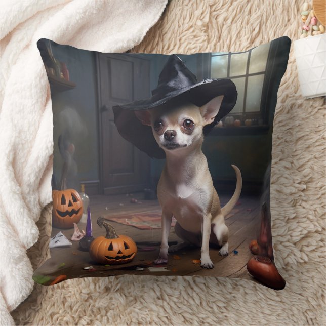 Chihuahua Pumpkins Halloween Scary Cushion (Blanket)