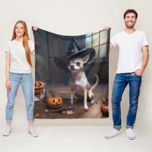 Chihuahua Pumpkins Halloween Scary Fleece Blanket