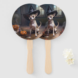 Chihuahua Pumpkins Halloween Scary Hand Fan