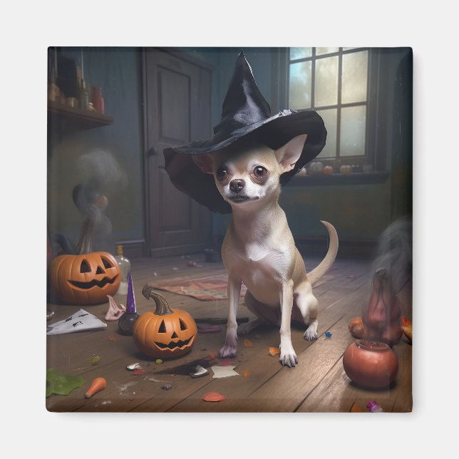 Chihuahua Pumpkins Halloween Scary Magnet (Front)