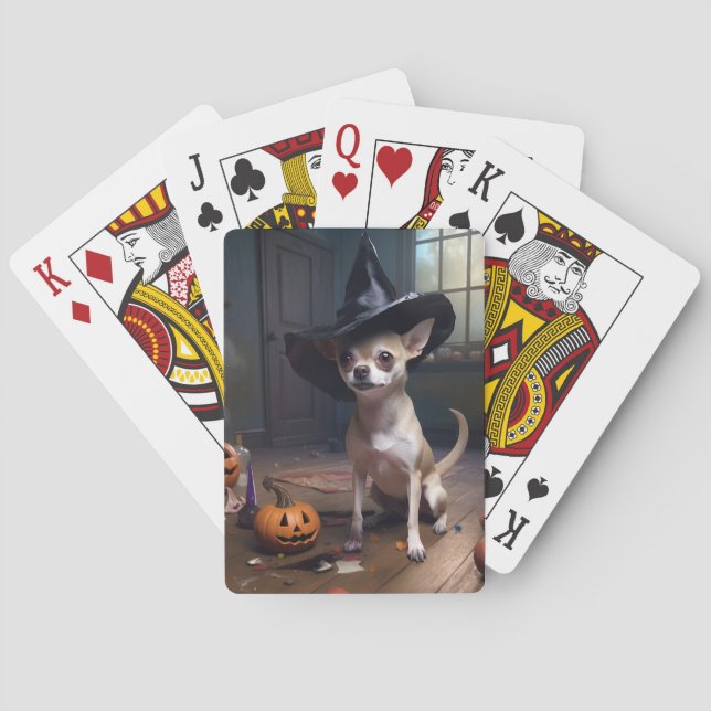 Chihuahua Pumpkins Halloween Scary Playing Cards (Back)