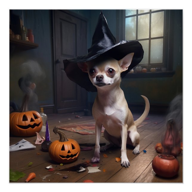 Chihuahua Pumpkins Halloween Scary Poster (Front)