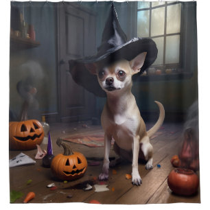 Chihuahua Pumpkins Halloween Scary Shower Curtain