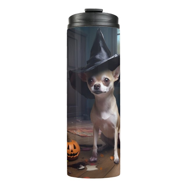 Chihuahua Pumpkins Halloween Scary Thermal Tumbler (Front)