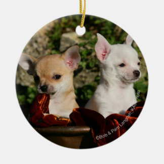 Chihuahua Puppies Ceramic Tree Decoration