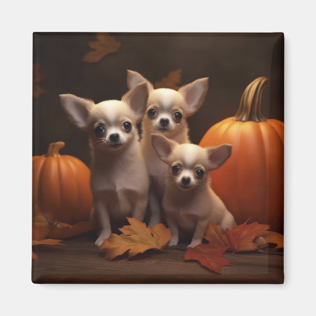 Chihuahua Puppy Autumn Delight Pumpkin  Magnet (Front)