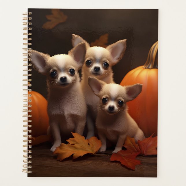 Chihuahua Puppy Autumn Delight Pumpkin  Planner (Front)