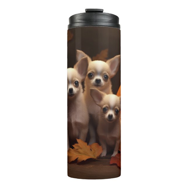 Chihuahua Puppy Autumn Delight Pumpkin  Thermal Tumbler (Front)